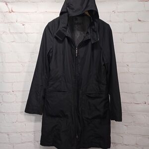 Guess Waterproof Rain Jacket Hoodie Vel-cro Neck Double Zipper Womens Size Small